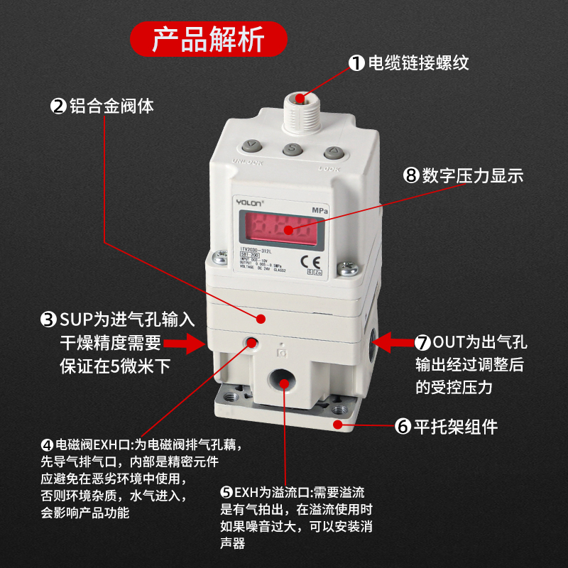 SMC型电气比例阀ITV2050-312L/N气1050动2030压1030体激光切割机 - 图1