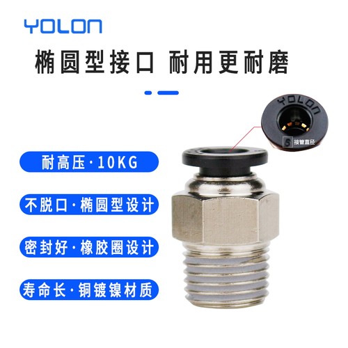 气管接头气动快插快速螺纹直通接头子配件元件大全pc8-02 6mm 4分 - 图1