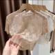 ເສື້ອຍືດຊັ້ນລຸ່ມ lace ໂປ່ງໃສບາງໆສໍາລັບແມ່ຍິງ, ສິ້ນ summer suspender, ເສື້ອທີເຊີດແຂນສັ້ນ, gauze sexy, ເທິງຕາຫນ່າງເປັນຮູ