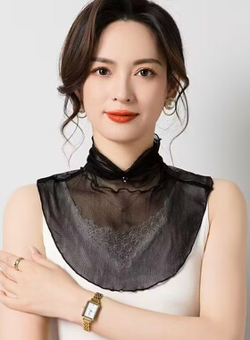 内搭夏天护颈围脖女真丝高领镂空假领子薄款网眼装饰潮假衣领