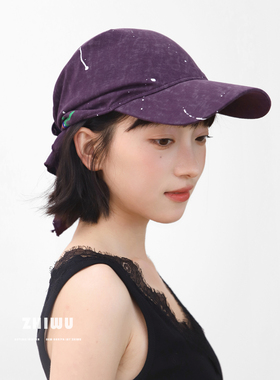 知雾甜酷风涂鸦绑带头巾帽女