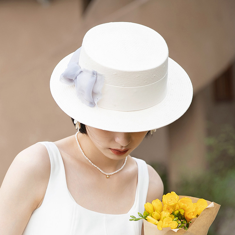 白色夏季新款法式复古防晒遮阳帽子 mauropoli帽子