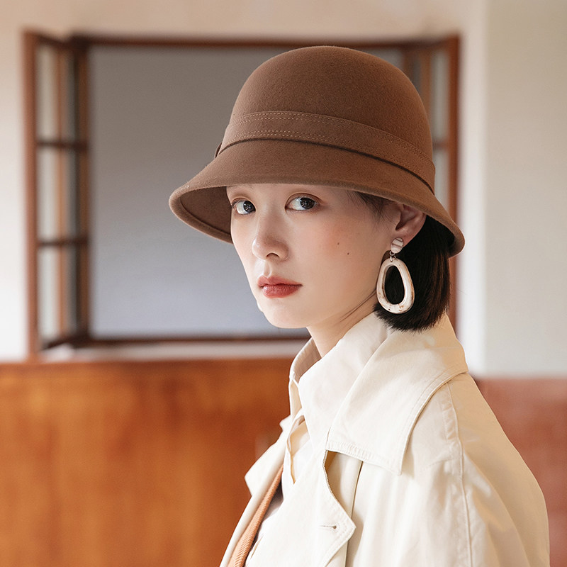 新款秋冬羊毛法式百搭毛呢渔夫帽 mauropoli帽子