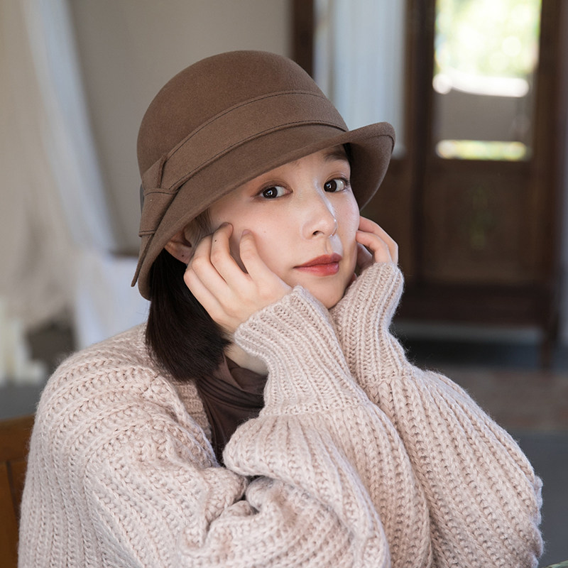 法式复古羊毛秋冬卷边毛呢渔夫帽 mauropoli帽子