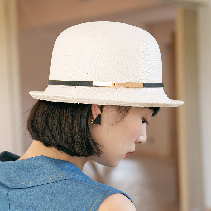 白色礼帽法式卷边气质名媛女式草帽 mauropoli帽子