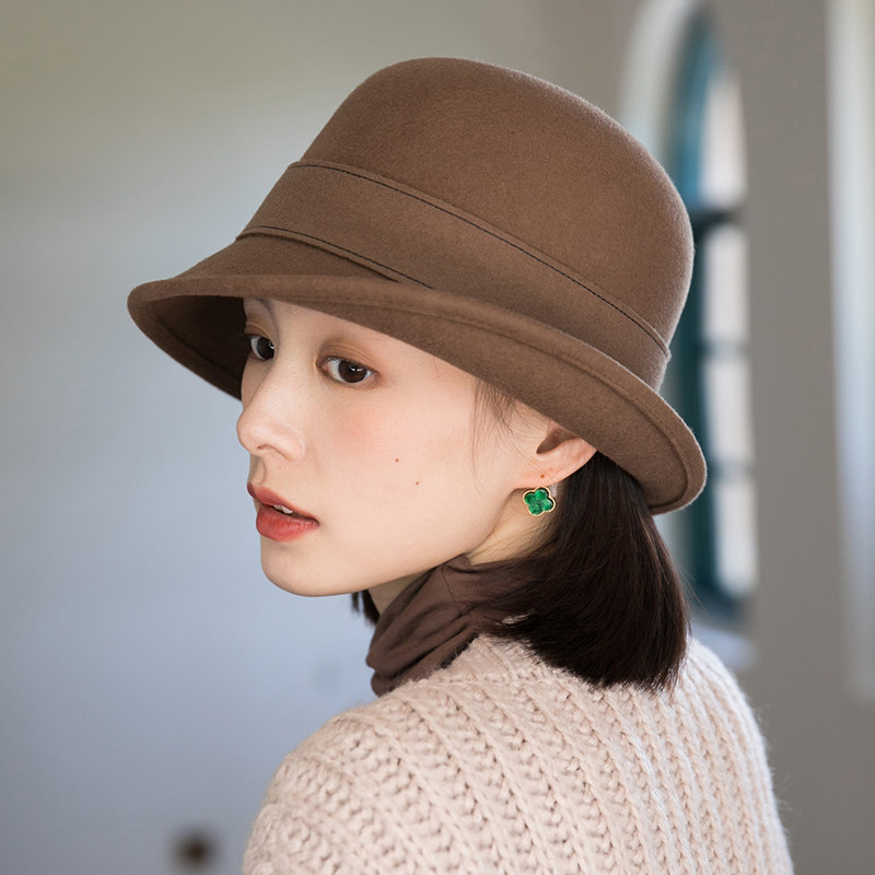 法式复古羊毛秋冬卷边毛呢渔夫帽 mauropoli帽子