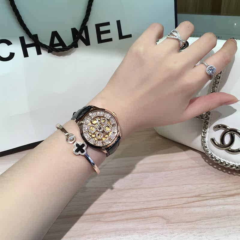 蒂玮娜潮流正品镂空女士情侣机械表 davena婷邦国产腕表