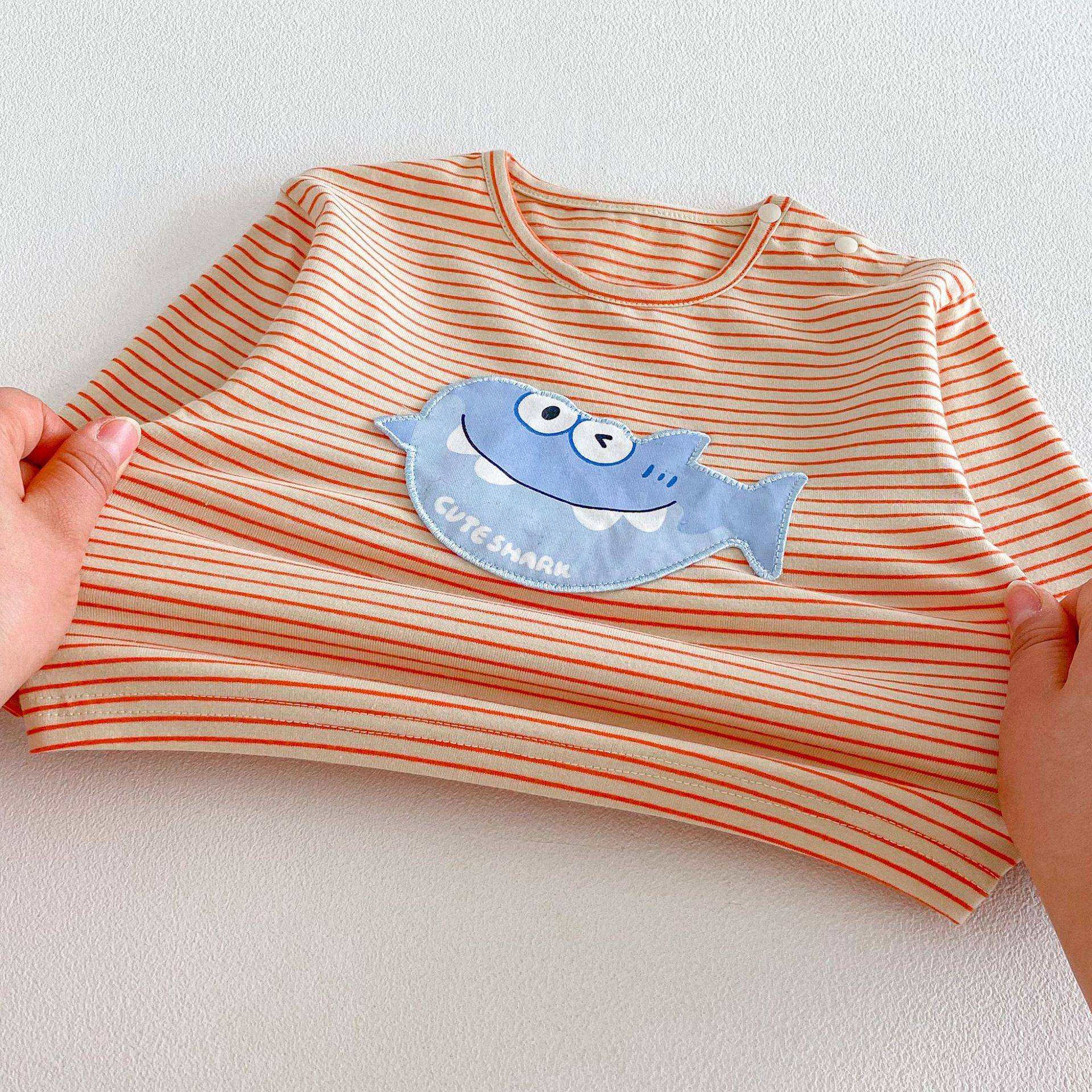 宝宝贴布卡通T恤A类2026新款春季男童字母条纹弹力打底衫儿童春装,淘宝优惠券,粉丝福利购,淘宝优惠卷