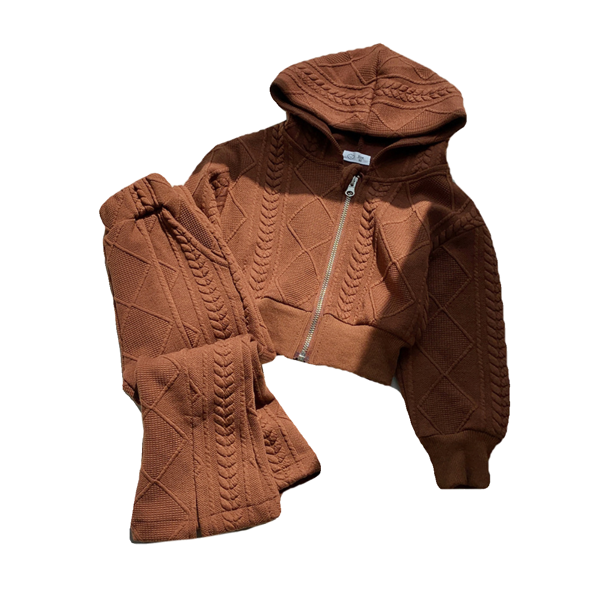 女童套装春秋装新款小女孩韩版短款针织长袖上衣开叉喇叭裤两件套,淘宝优惠券,粉丝福利购,淘宝优惠卷