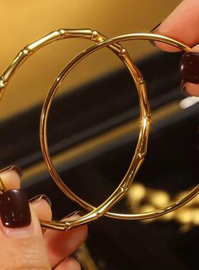 金色节节高竹节黄双环手镯中质国女风气实24.8.16.心手环款百搭手