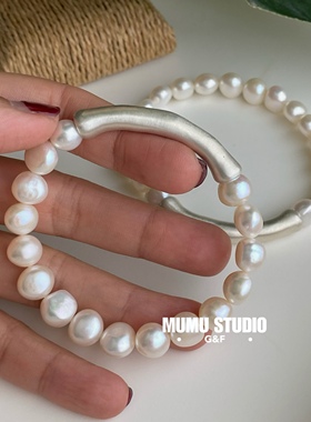 淡水珍珠手链足银巴洛克情侣