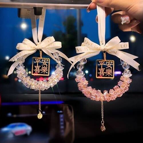 汽车挂件手工编制创意抖音热销车载挂件网红水晶车内挂饰后视镜 - 图3