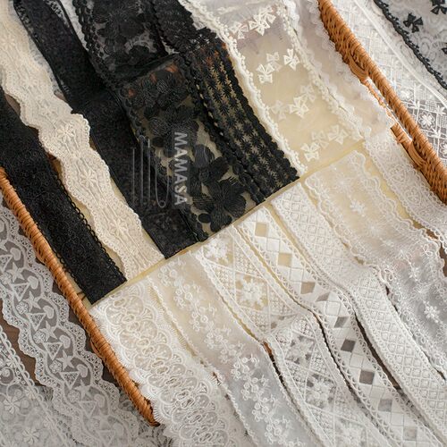 双边网纱刺绣蕾丝花边带 DIY手工服装森系丝带织带辅料-图1