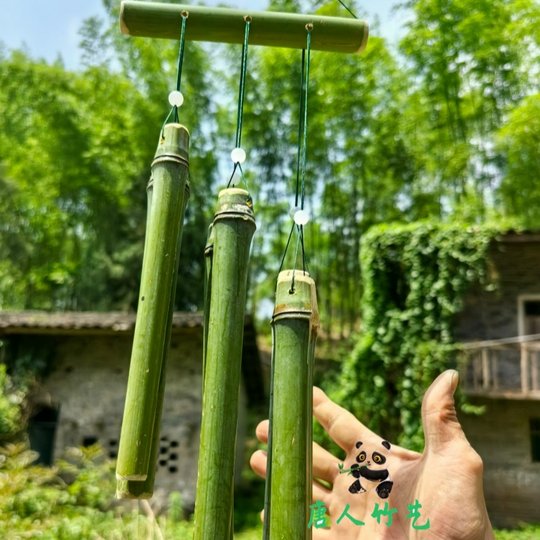 竹筒风铃新鲜绿色竹子手工DIY国风户外装饰挂饰幼儿园环创材料包
