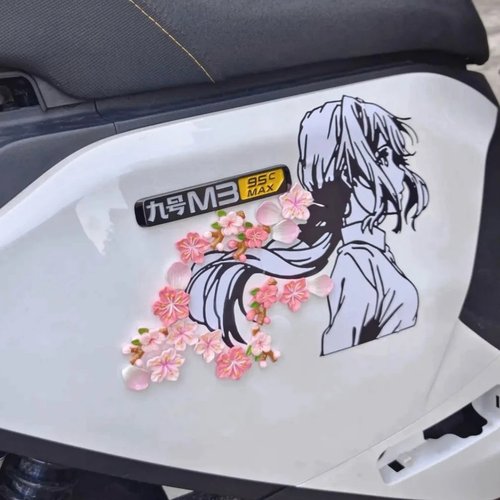 适用九号N370C80C85C桃花3d立体电动摩托车装饰小配件可遮挡划痕 - 图2