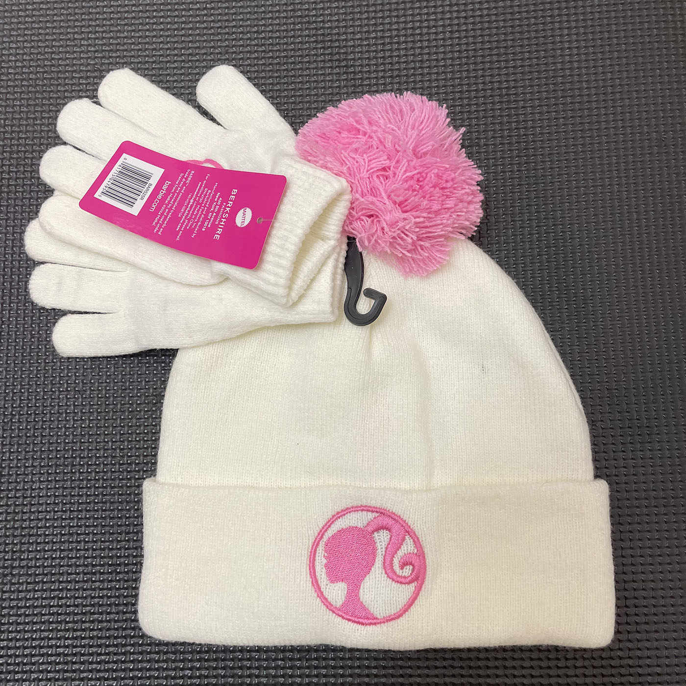 外贸尾货女童帽子手套芭比娃娃barbie帽子中大童女孩白色针织帽,淘宝优惠券,粉丝福利购,淘宝优惠卷