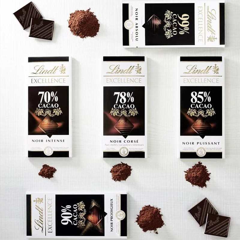 Lindt瑞士莲德国原装进口黑巧克力纯可可脂100%特醇排装网红小零