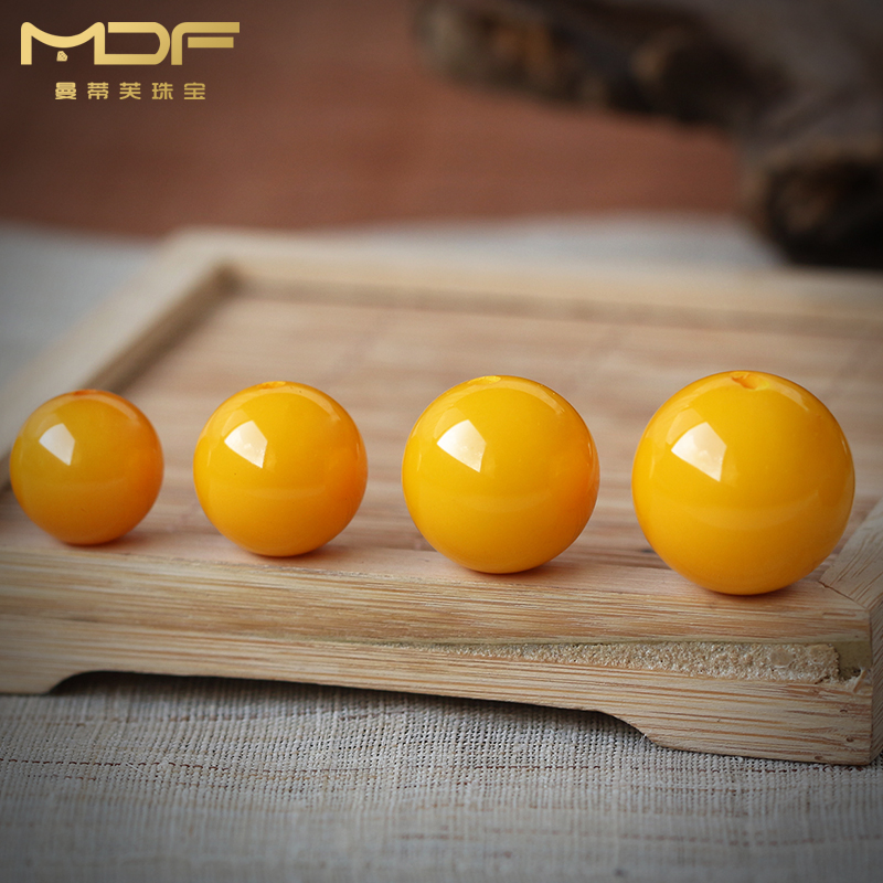 鸡油黄圆珠仿蜜蜡单珠散珠子金刚菩提手串配珠手工diy饰品隔珠 - 图3