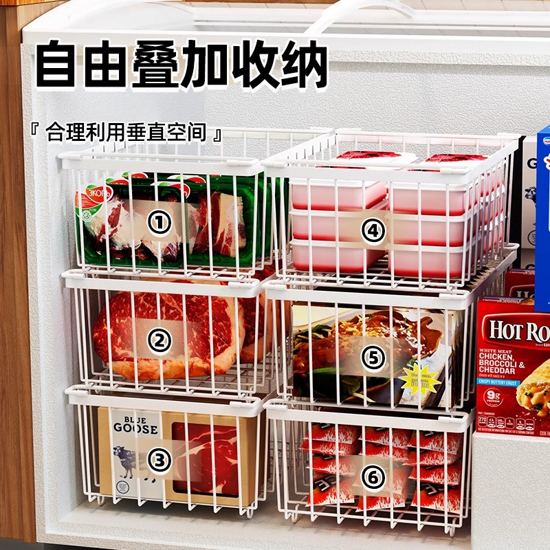 冰箱冰柜内部置物架置物框架吊篮分层神器收纳神器省空间分隔挂篮 - 图0