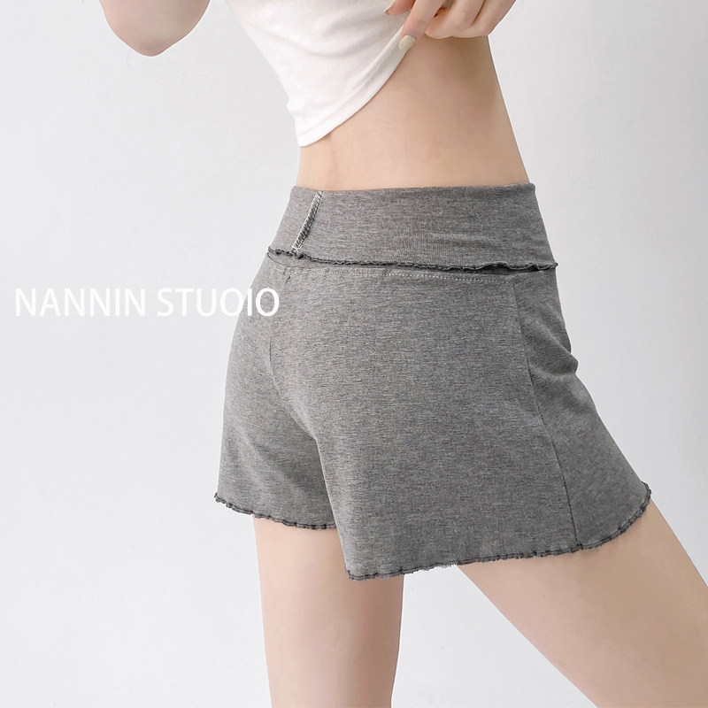格雷系木耳边短裤女莫代尔春夏内外穿轻盈无负重性感折叠低腰热裤,淘宝优惠券,粉丝福利购,淘宝优惠卷