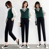 Шерстяные демисезонные штаны, костюм для школьников, в корейском стиле, свободный прямой крой