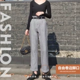 Шерстяные демисезонные штаны, в корейском стиле, свободный прямой крой