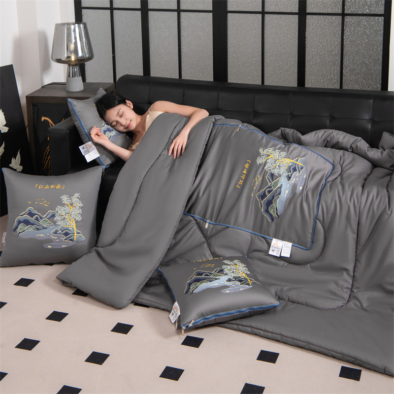 全棉抱枕被两用二合一新中式刺绣靠垫背汽车载办公室床头空调被子,淘宝优惠券,粉丝福利购,淘宝优惠卷