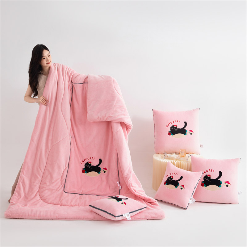 A类加厚特大牛奶绒抱枕被两用卡车靠垫学校沙发床上睡觉折叠毛毯 - 图3