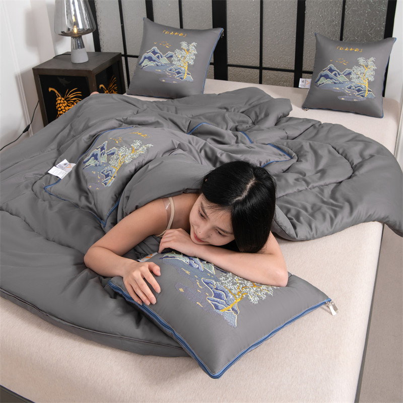 全棉抱枕被两用二合一新中式刺绣靠垫背汽车载办公室床头空调被子,淘宝优惠券,粉丝福利购,淘宝优惠卷