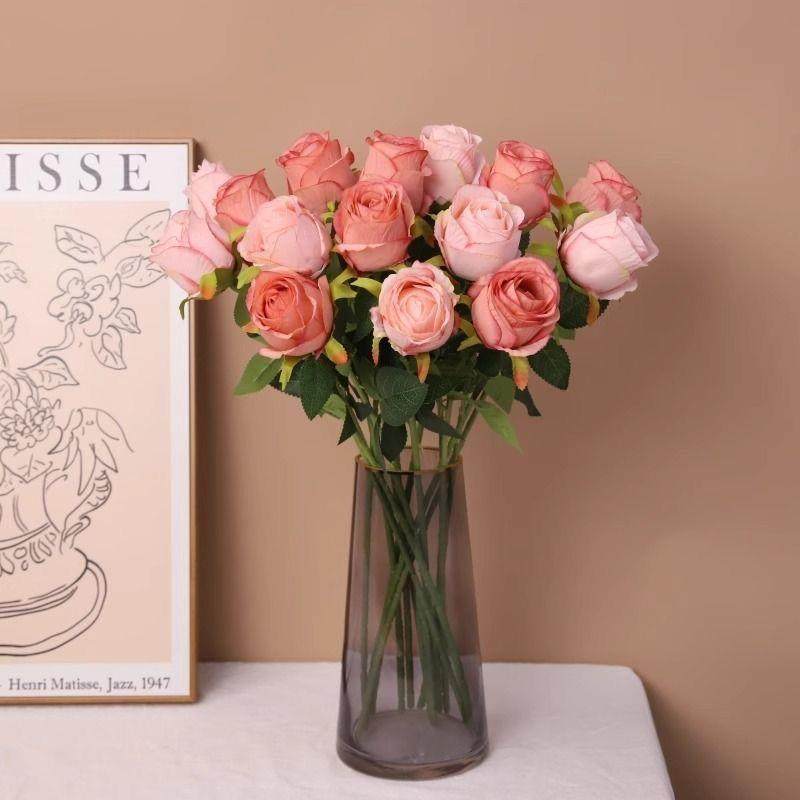 高级感逼真玫瑰仿真花轻奢高端假花摆设客厅餐桌家居高档装饰花卉 - 图1