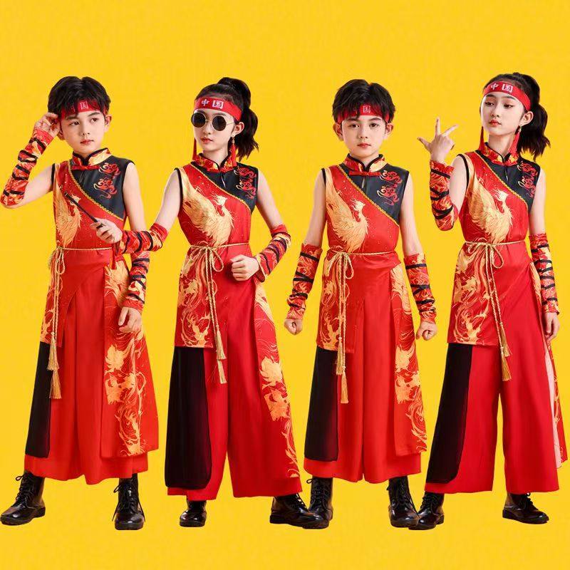 出租国潮演出服打鼓服儿童舞蹈走秀表演服套装爵士舞街舞青春活力,淘宝优惠券,粉丝福利购,淘宝优惠卷