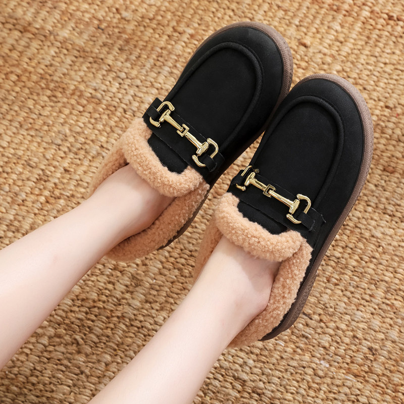 棉鞋女2024冬季加绒加厚保暖豆豆鞋一脚蹬厚底老北京妈妈鞋女棉靴,淘宝优惠券,粉丝福利购,淘宝优惠卷