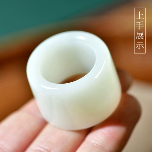 Кольцо из белого нефрита, ручка, украшение в руку, делается под заказ