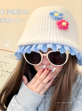 2025新款女生冬季显脸小针织帽