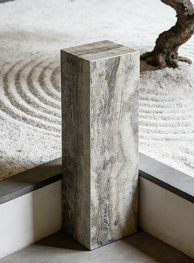 汐园村天然进口洞石底座中式玄关