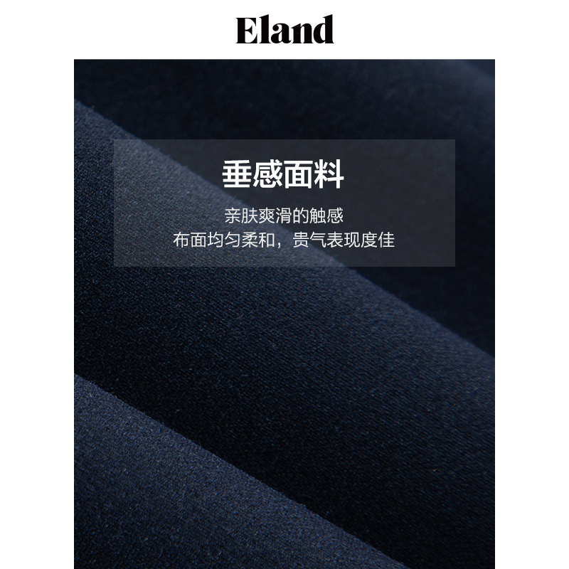 Eland衣恋半身裙女学院风高腰及膝高级感格雷系垂坠感百褶裙-图3