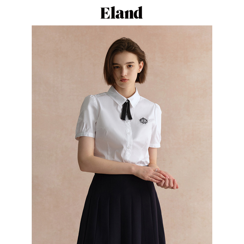 eland衣恋条纹纯棉刺绣翻领女衬衫 ELAND衬衫