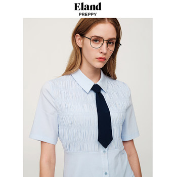 Eland dress ຂອງແມ່ຍິງ fitted ເສື້ອ collar pleated ການອອກແບບ skirt tie ແບບ summer
