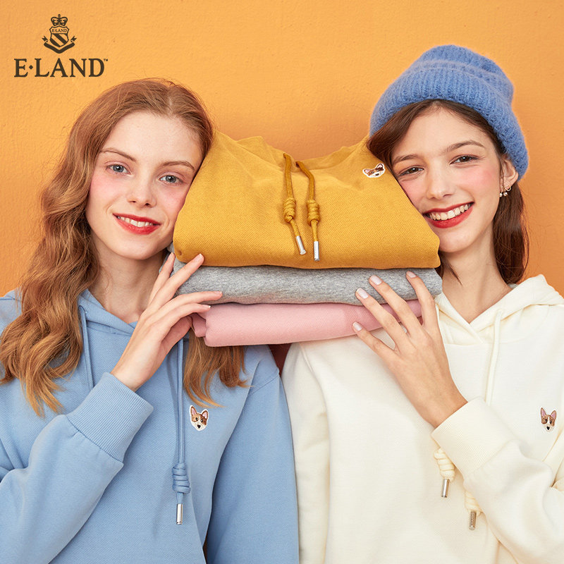 eland新款抽绳连帽萌宠刺绣卫衣 ELAND卫衣/绒衫