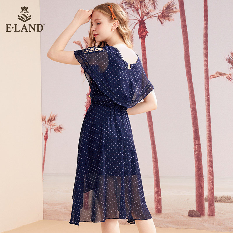 eland夏季新款度假v领eeow925w3t ELAND连衣裙