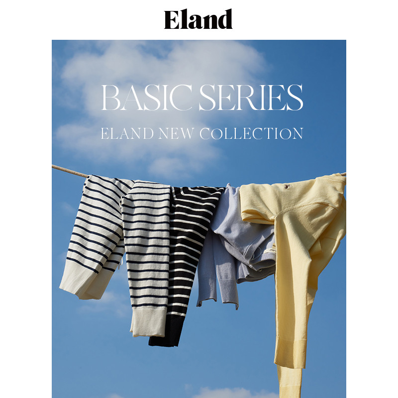 eland衣恋针织长袖条纹短款开衫 ELAND毛针织衫