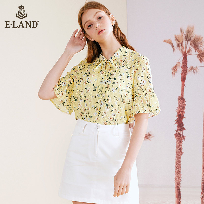 eland夏季新款法式小众设计感黄色 ELAND衬衫