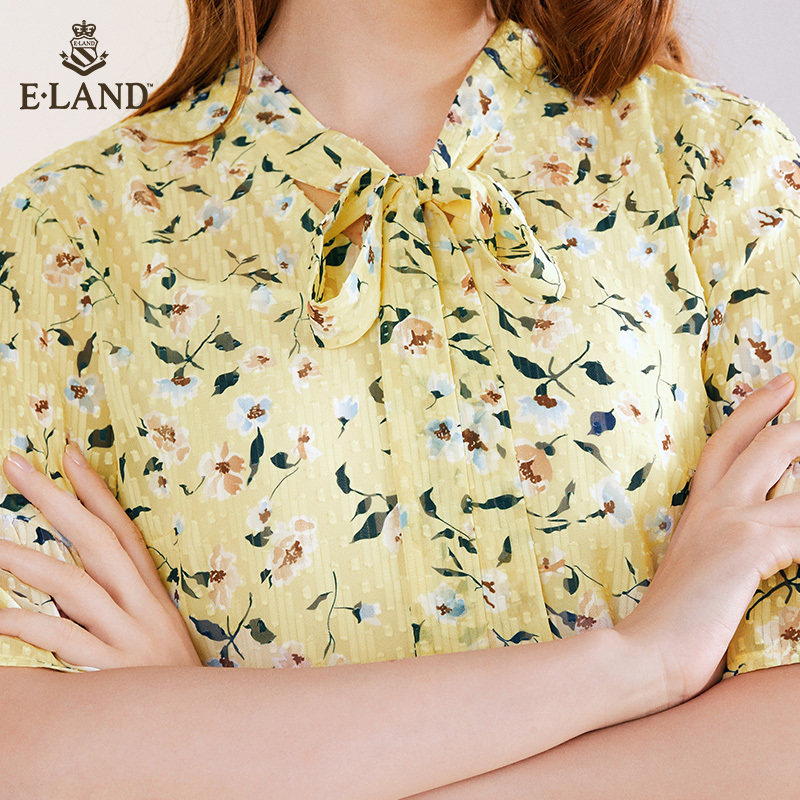 eland夏季新款法式小众设计感黄色 ELAND衬衫