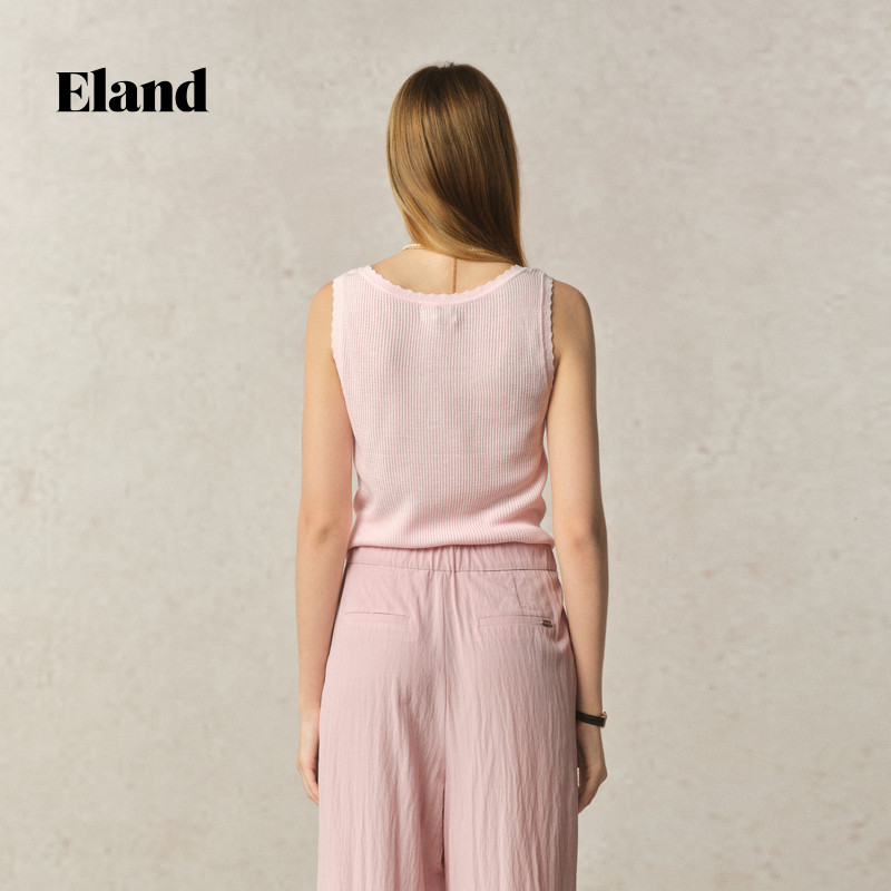 【亚麻】Eland衣恋马夹女领口花边圆领背心内搭2025夏季新款淡人