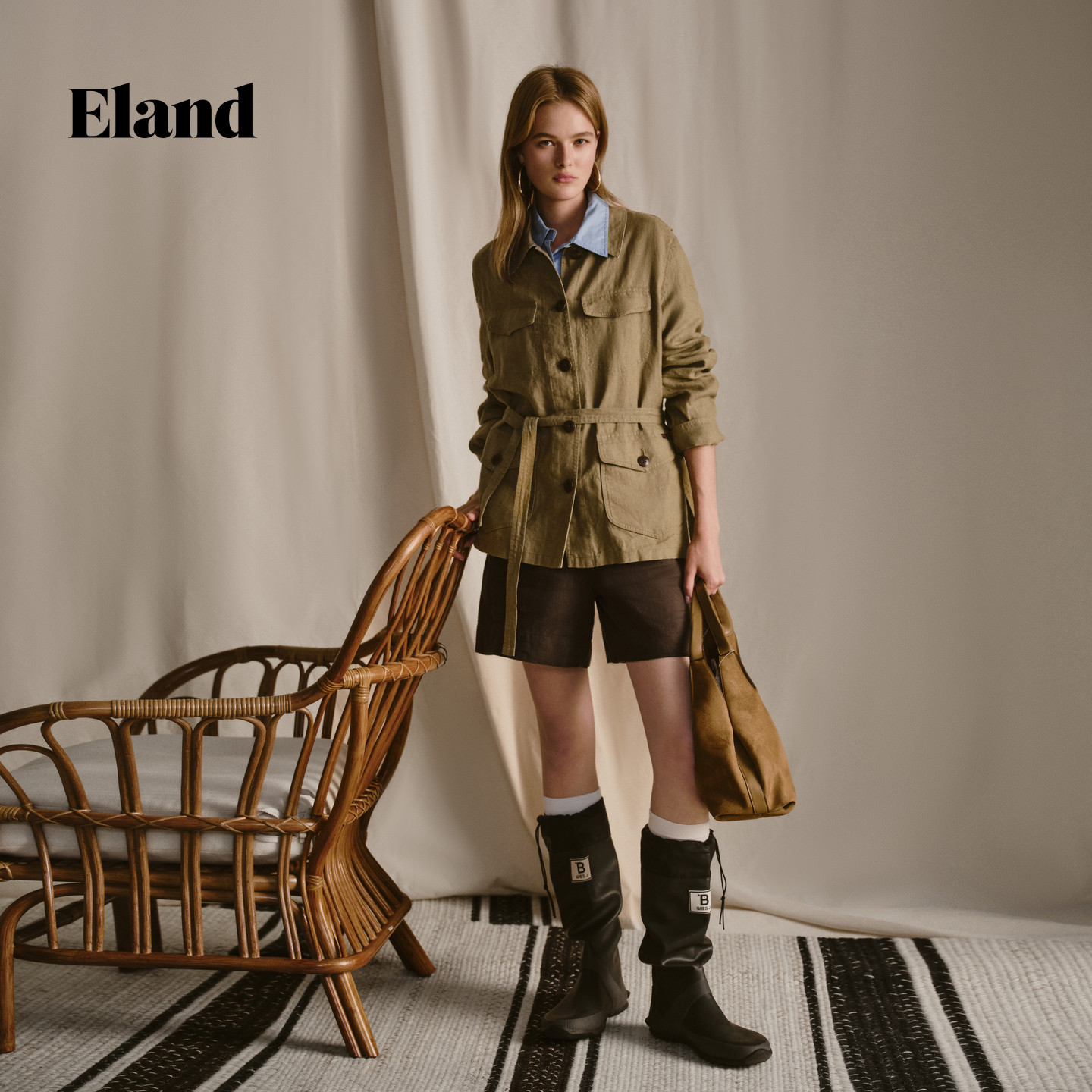 ELAND casual commuting solid color shorts