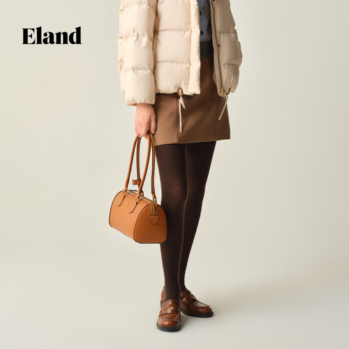Eland衣恋女士包袋手提包波士顿廓形斜挎包冬季新款 - 图1