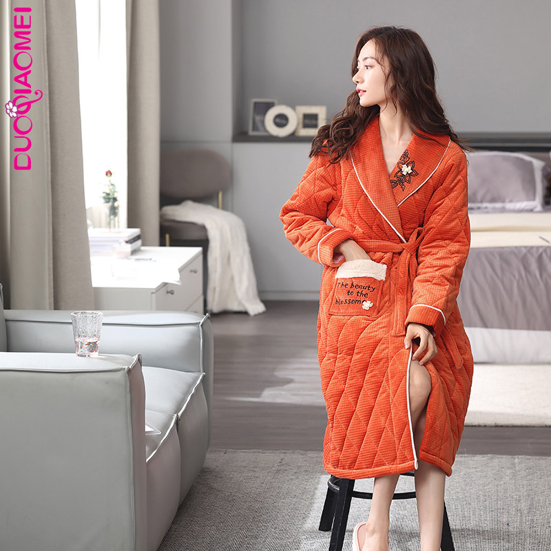 加棉睡袍女秋冬季三层加厚加绒珊瑚绒夹棉睡衣女冬加长款保暖浴袍,淘宝优惠券,粉丝福利购,淘宝优惠卷