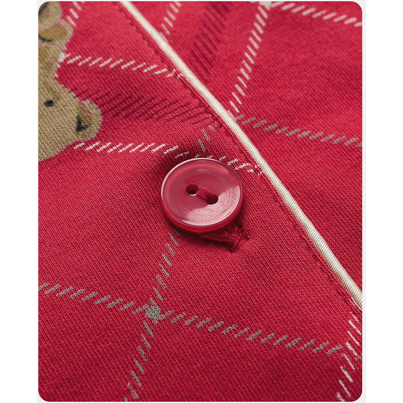 【不单调格纹熊】卡通睡衣女夏季纯棉短袖长裤格子全棉家居服套装,淘宝优惠券,粉丝福利购,淘宝优惠卷