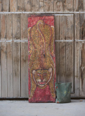 老虎猎豹客厅卧室手绘木雕