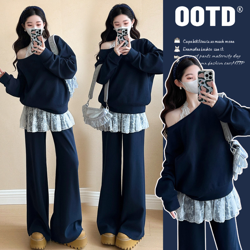 孕妇装春装长袖上衣春季休闲裤时尚设计感孕妇套装春秋三件套潮妈,淘宝优惠券,粉丝福利购,淘宝优惠卷